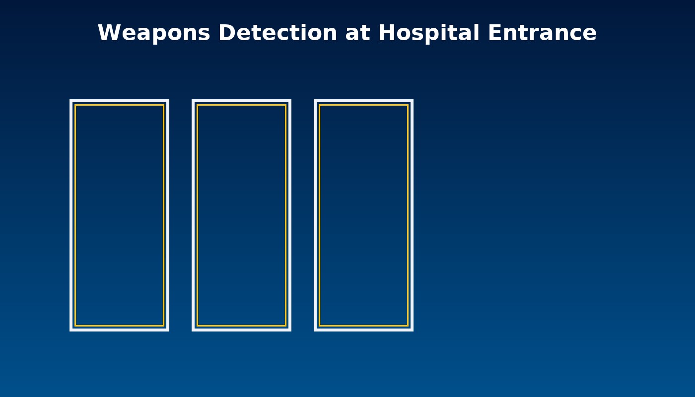 Stylized concealed weapons detection system at a hospital entrance